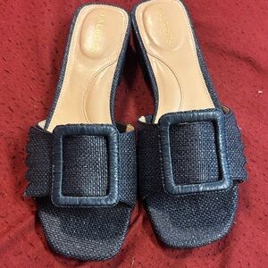 Talbots Dark Blue Textured Mules